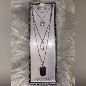 Guess 4pcs Rose Gold Necklace and Earring Set